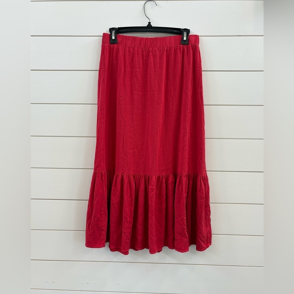 Michael Stars Red High-Low Ruffle Midi Skirt - Picture 2 of 8